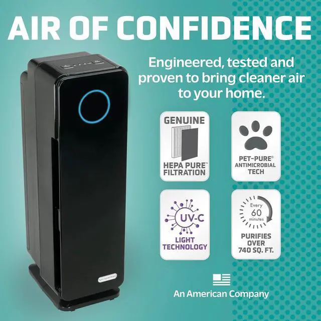 Alt view image 2 of 7 - Air Purifier for Homes with Pets, H13 Pet HEPA Filter, Removes Pet Dander, Dust, Allergens, Smoke, Pollen, Odors, Mold, UV-C Light Helps Reduce Germs, 22 Inch, Black, AC4300BPTCA