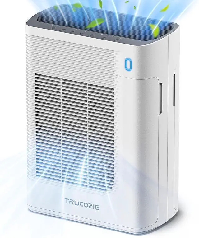Main image of Air Purifier for Home Large Room Bedroom Up to 1937 Ft² in 1 Hr With Double-sided Air Inlet, Air Quality and Light Sensors, HEPA Sleep Mode for Allergies, Dust, Smoke, Pet Hair, White