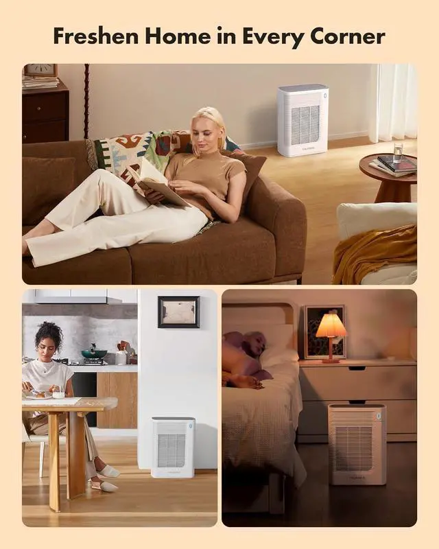 Alt view image 7 of 7 - Air Purifier for Home Large Room Bedroom Up to 1937 Ft² in 1 Hr With Double-sided Air Inlet, Air Quality and Light Sensors, HEPA Sleep Mode for Allergies, Dust, Smoke, Pet Hair, White