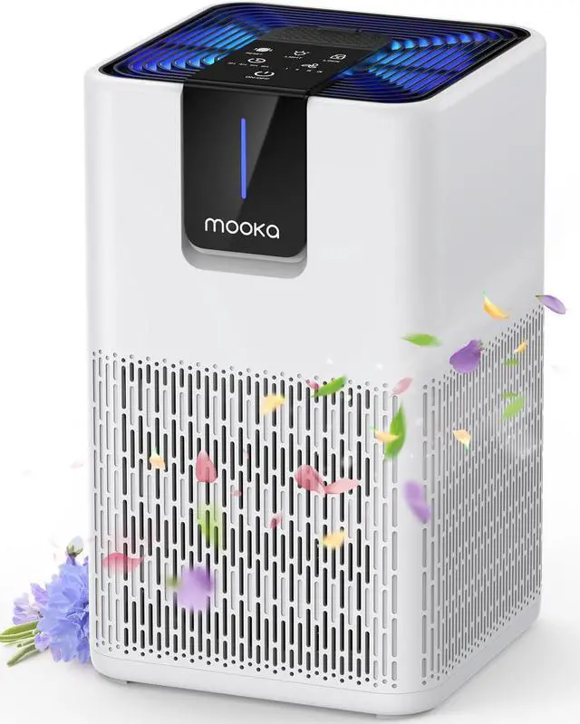 Main image of Air Purifiers for Home Large Room Up to 1250 Ft²,MOOKA H13 HEPA Air Purifier for Pets Dust Odor Smoke,Aromatherapy Function,Air Cleaner with 15dB Quiet Sleep Mode for Bedroom Office Living Room,White