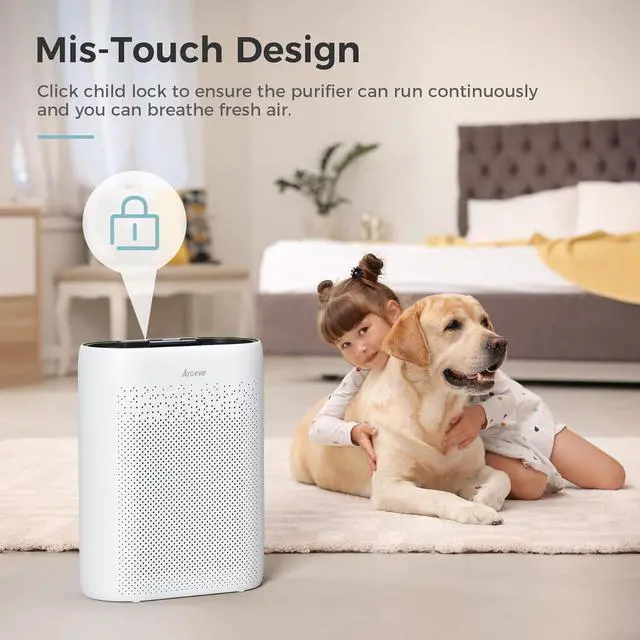Alt view image 7 of 7 - Air Purifiers for Home Large Room with Automatic Air Detection Cover 1095 Sq.Ft Impressive Filter Layer Remove Dust, Pet Dander, Pollen for Home, Bedroom, Dorm Room, MKD05- White