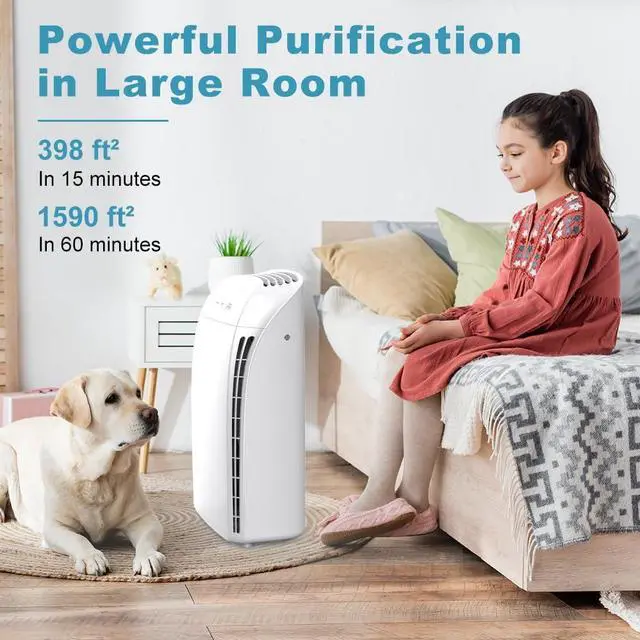 Alt view image 2 of 7 - Air Purifier for Home Large Room Up to 1590 sq ft. H13 True HEPA Filter Air Purifier for Bedroom 22db, 100% Ozone Free Air Cleaner for Smoke, Pet Odor Remove 99.97% Allergens, Dust, Pollen