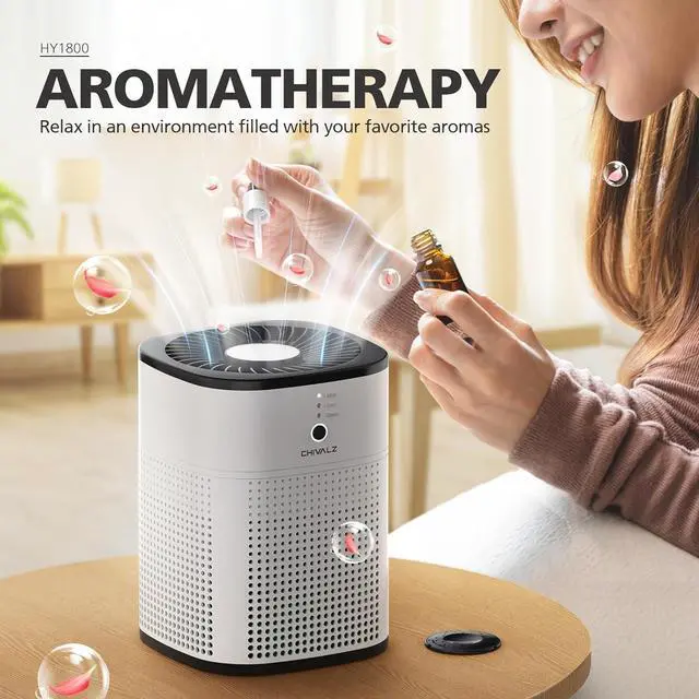 Alt view image 6 of 7 - 2 Pack CHIVALZ Air Purifiers for Bedroom, Air Purifiers for Home Bedroom, Quiet Air Cleaner with 24dB Sleep Mode, True HEPA Filter for Pet, White & Black
