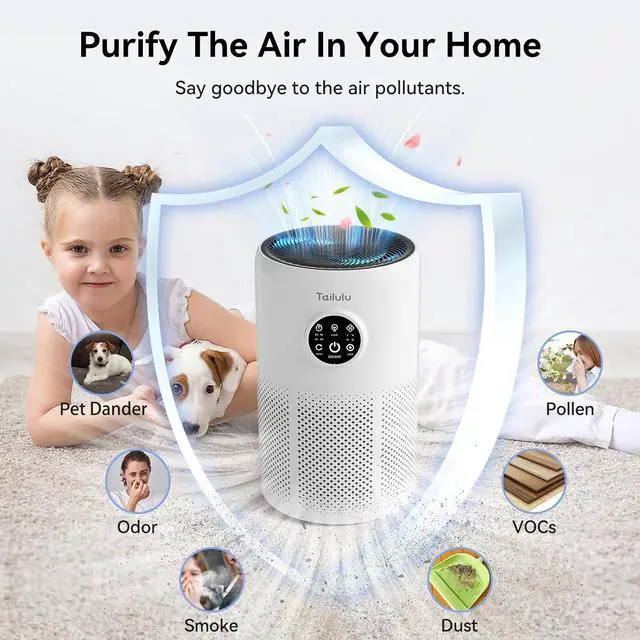 Alt view image 6 of 7 - Air Purifiers for Home Pets Large Room Up to 1360 Ft², Tailulu D10 HEPA Air Purifiers for Bedroom with 15dB Sleep Mode, Air Filter for Pet Dander Smoke Odor Dust Pollen with Timer Fragrance Sponge