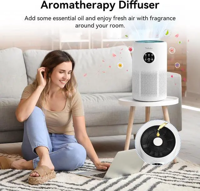 Alt view image 7 of 7 - Air Purifiers for Home Pets Large Room Up to 1360 Ft², Tailulu D10 HEPA Air Purifiers for Bedroom with 15dB Sleep Mode, Air Filter for Pet Dander Smoke Odor Dust Pollen with Timer Fragrance Sponge