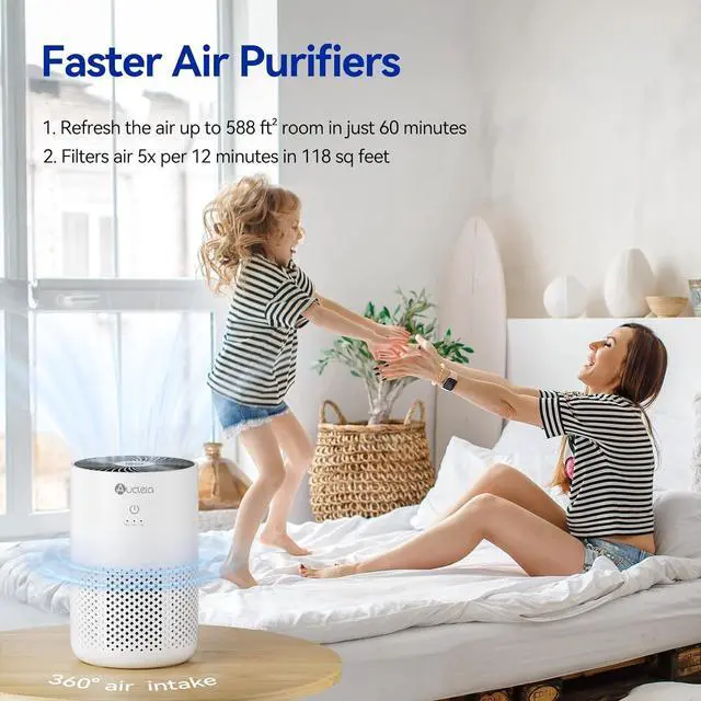 Alt view image 2 of 7 - Air Purifiers for Bedroom up to 588 Ft², 20dB Bedroom Air Purifier for Small Room Removes Dust Pets Hair Smoke Odor with Aromatherapy Function(White)