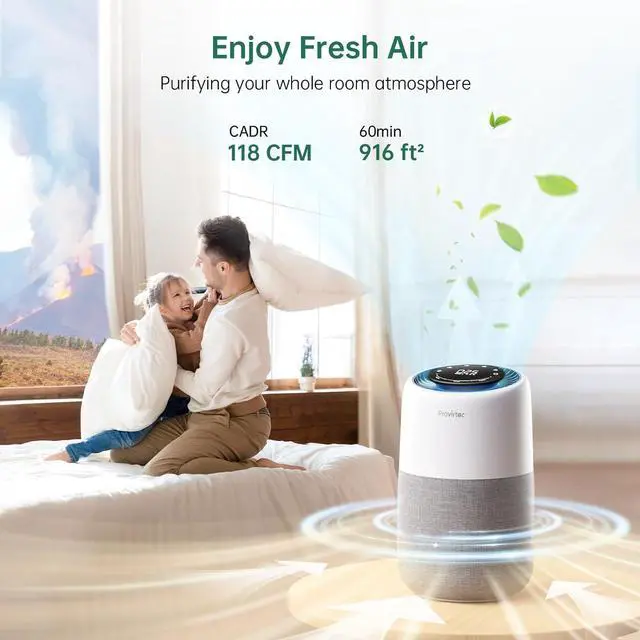 Alt view image 4 of 7 - Air Purifier for Home Bedroom, HEPA Air Purifier with PM2.5 Air Quality Monitor, 5-Stage Filtration Smart Air Purifiers for Home Pets with Quiet Sleep Mode, 10 Speeds, Covers up to 916 Ft²