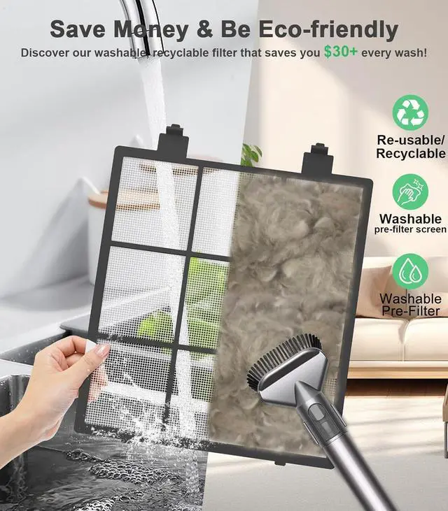 Alt view image 2 of 7 - Air Purifier for Home Up to 2300ft² with H14 True HEPA & Double-Sided Intake | Washable Pre-Filter & Air Quality Sensor | 22dB Ultra Quiet for Bedroom | Allergen/Dust/Smoke/Pet Dander