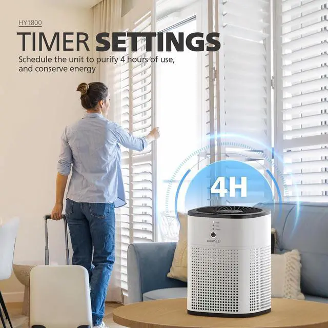 Alt view image 7 of 7 - 2 Pack CHIVALZ Air Purifiers for Bedroom, Air Purifiers for Home Bedroom, Quiet Air Cleaner with 24dB Sleep Mode, True HEPA Filter for Pet, White & Black