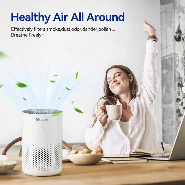 Alt view image 7 of 7 - Air Purifiers for Bedroom up to 588 Ft², 20dB Bedroom Air Purifier for Small Room Removes Dust Pets Hair Smoke Odor with Aromatherapy Function(White)