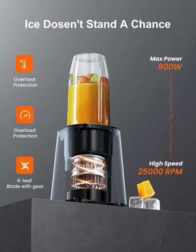 Alt view image 5 of 6 - 1000W Smoothie Blender for Shakes and Smoothies, 2*23oz+10oz Blender Cups with To-Go Lids for Fruit Vegetables, Beans, Nuts, Spices