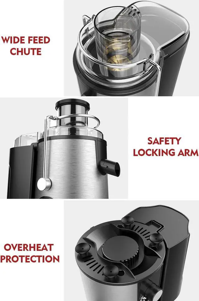 Alt view image 6 of 7 - VACASSO Juicer Machine Easy to Clean with 2 Speeds for Lemon Citrus Celery Orange, 400W Centrifugal Juicer Extractor with Wide Mouth