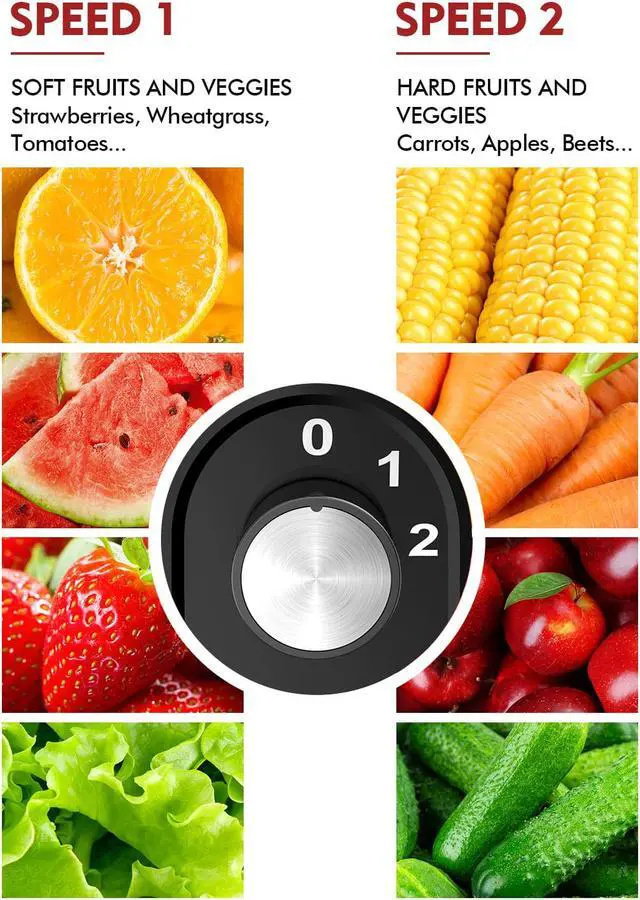 Alt view image 2 of 7 - VACASSO Juicer Machine Easy to Clean with 2 Speeds for Lemon Citrus Celery Orange, 400W Centrifugal Juicer Extractor with Wide Mouth