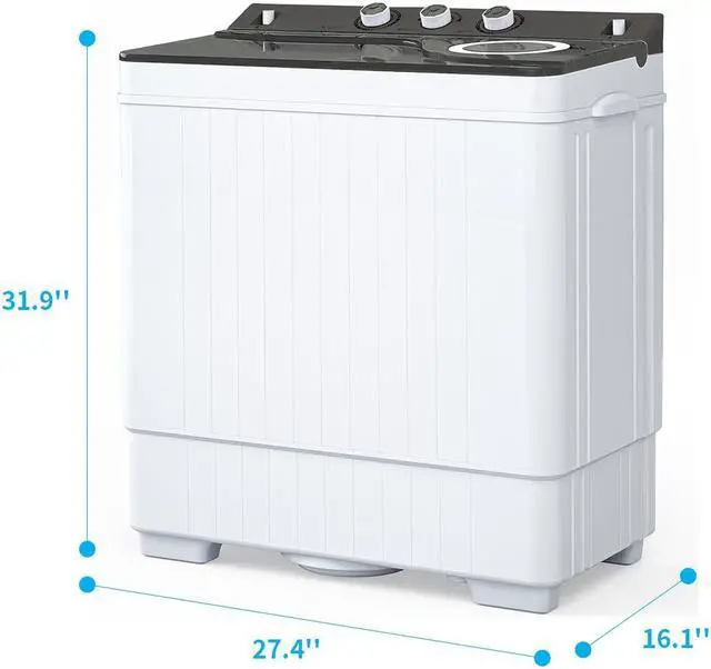 Alt view image 5 of 7 - Twin Tub with Built-in Drain Pump XPB65-2288S 26Lbs Semi-automatic Twin Tube Washing Machine for Apartment, Dorms, RVs, Camping and More, White & Grey