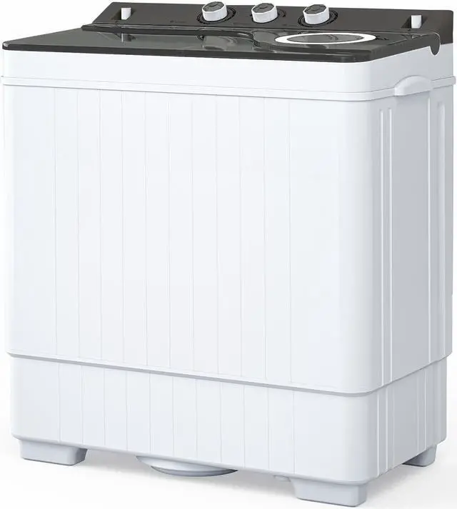 Main image of Twin Tub with Built-in Drain Pump XPB65-2288S 26Lbs Semi-automatic Twin Tube Washing Machine for Apartment, Dorms, RVs, Camping and More, White & Grey