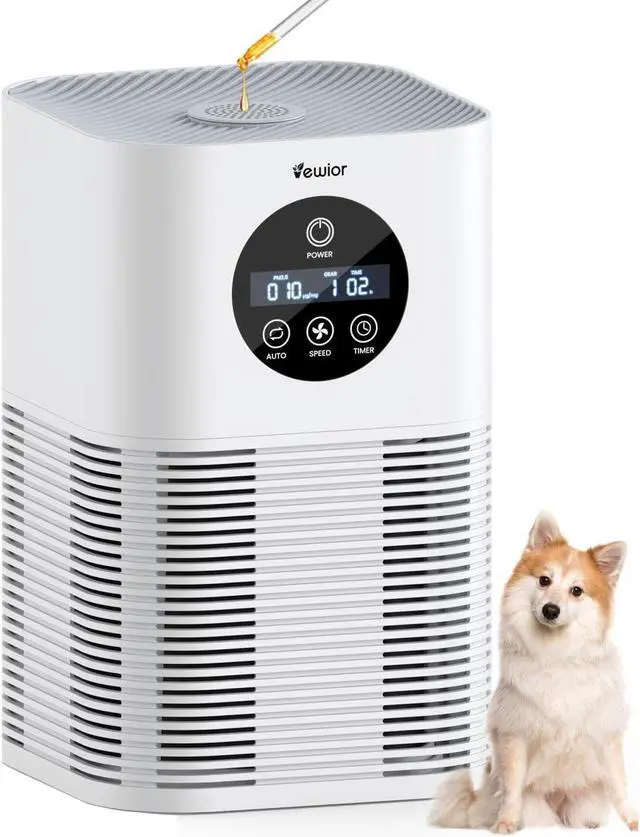 Main image of VEWIOR Air Purifiers H13 HEPA Activated Carbon Filter for Pets Hair/ Dander/ Smoke/ Pollen 3 Fan Speeds, 6 Timer, for Max 600 Ft²