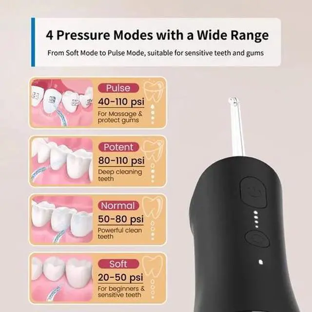 Alt view image 4 of 7 - AIRROBO Water Flosser Cordless Portable Oral Irrigator 2000mAh IPX7