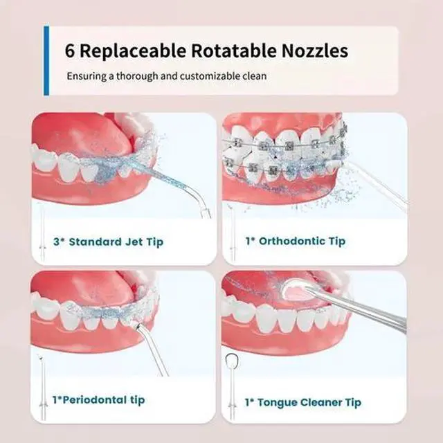 Alt view image 7 of 7 - AIRROBO Water Flosser Cordless Portable Oral Irrigator 2000mAh IPX7