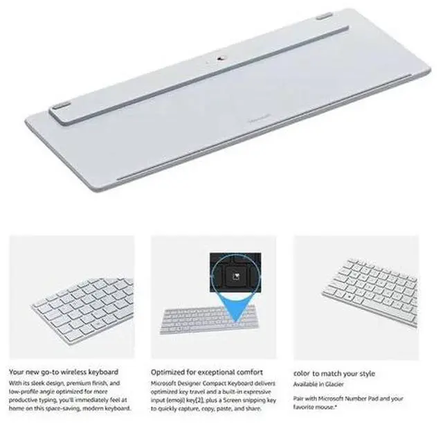 Alt view image 3 of 4 - Designer Compact Keyboard - Slim Portable Wireless Bluetooth Keyboard