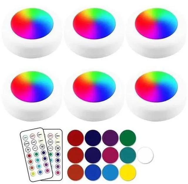 Main image of 13-Color LED Puck Lights with Remote Control | Wireless Battery-Powered Stick...