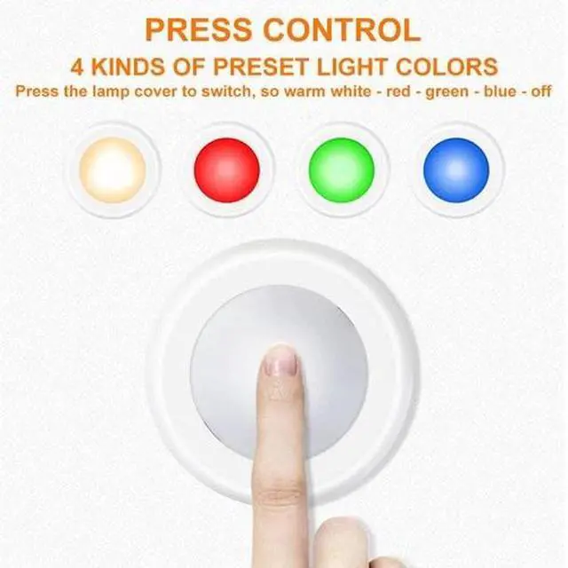 Alt view image 3 of 7 - 13-Color LED Puck Lights with Remote Control | Wireless Battery-Powered Stick...
