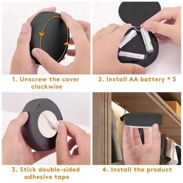 Alt view image 6 of 7 - 13-Color LED Puck Lights with Remote Control | Wireless Battery-Powered Stick...