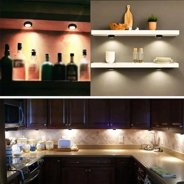 Alt view image 7 of 7 - 13-Color LED Puck Lights with Remote Control | Wireless Battery-Powered Stick...
