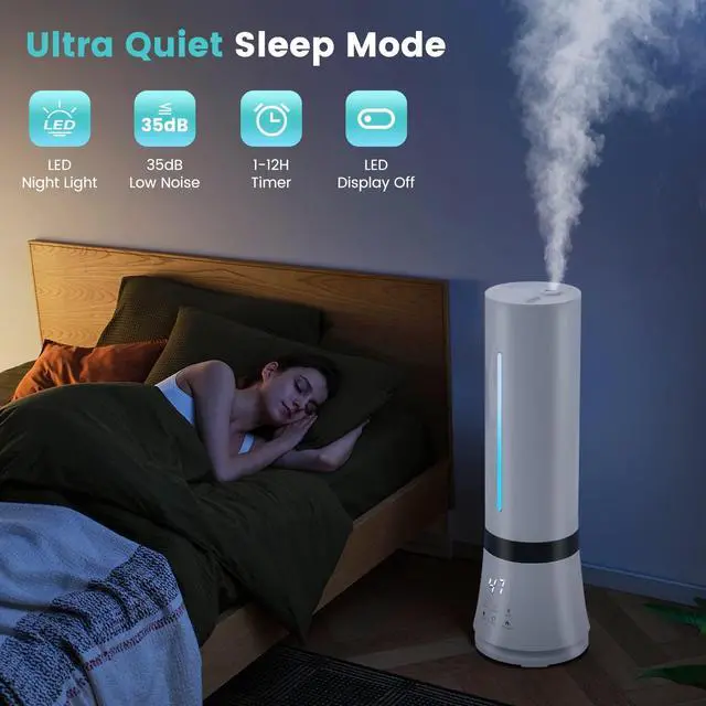 Alt view image 6 of 7 - ARLIME Humidifier for Bedroom, 2.4 Gallon, Auto Shut-off, 3 Mist Levels, 12 Timer, Night Light, Top Fill Warm & Cool Mist Humidifier for Home Office, Dorm, RV