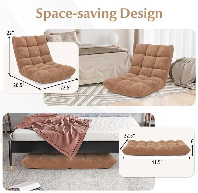 Alt view image 4 of 7 - ARLIME Adjustable Floor Chair, 14-Position Lazy Sofa Chair with Back Support & Thick Padding, Portable Foldable Floor Couch for Adults, Kids, Use in Bedroom, Living Room, Home Theater (Beige)