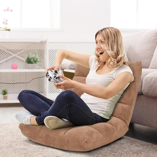 Alt view image 6 of 7 - ARLIME Adjustable Floor Chair, 14-Position Lazy Sofa Chair with Back Support & Thick Padding, Portable Foldable Floor Couch for Adults, Kids, Use in Bedroom, Living Room, Home Theater (Beige)