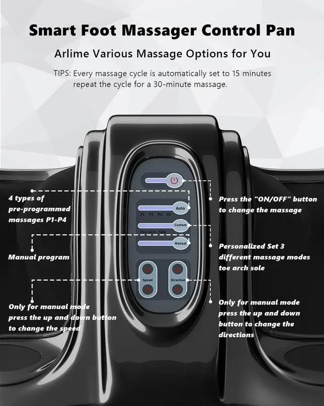 Alt view image 2 of 7 - ARLIME Foot Massager, Shiatsu Foot Massage Machine for Plantar Fasciitis, Calf Massager Stimulates Blood Circulation, Deep Kneading and Rolling Nerve Pain w/Remote