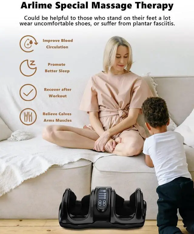 Alt view image 5 of 7 - ARLIME Foot Massager, Shiatsu Foot Massage Machine for Plantar Fasciitis, Calf Massager Stimulates Blood Circulation, Deep Kneading and Rolling Nerve Pain w/Remote