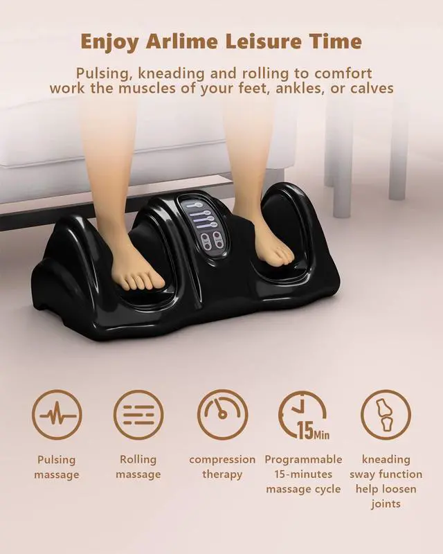 Alt view image 4 of 7 - ARLIME Foot Massager, Shiatsu Foot Massage Machine for Plantar Fasciitis, Calf Massager Stimulates Blood Circulation, Deep Kneading and Rolling Nerve Pain w/Remote