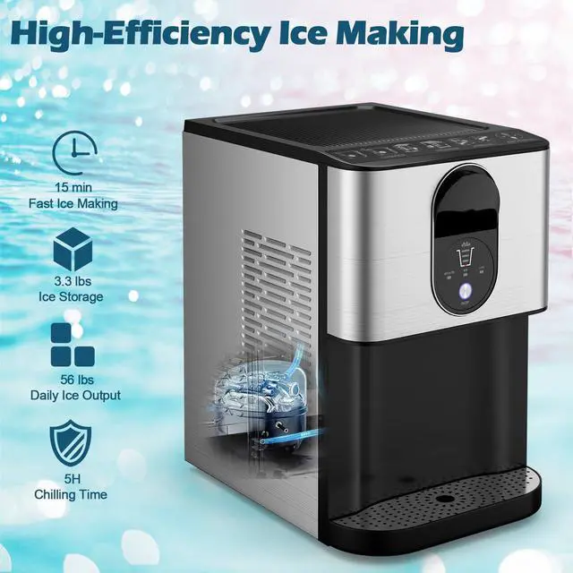 Alt view image 2 of 7 - ARLIME Nugget Ice Maker Countertop, 56 lbs/24 H Pepple Chewable Ice Making Machine w/Self-Cleaning System, Self-Dispensing Pellet Ice Machine w/ 0.63 gal Water Tank for Home Kitchen Party