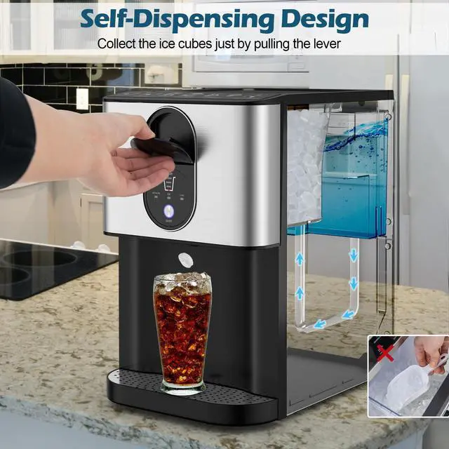 Alt view image 3 of 7 - ARLIME Nugget Ice Maker Countertop, 56 lbs/24 H Pepple Chewable Ice Making Machine w/Self-Cleaning System, Self-Dispensing Pellet Ice Machine w/ 0.63 gal Water Tank for Home Kitchen Party