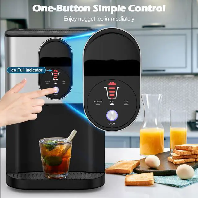 Alt view image 5 of 7 - ARLIME Nugget Ice Maker Countertop, 56 lbs/24 H Pepple Chewable Ice Making Machine w/Self-Cleaning System, Self-Dispensing Pellet Ice Machine w/ 0.63 gal Water Tank for Home Kitchen Party