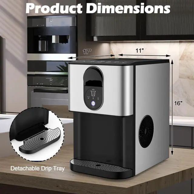 Alt view image 7 of 7 - ARLIME Nugget Ice Maker Countertop, 56 lbs/24 H Pepple Chewable Ice Making Machine w/Self-Cleaning System, Self-Dispensing Pellet Ice Machine w/ 0.63 gal Water Tank for Home Kitchen Party