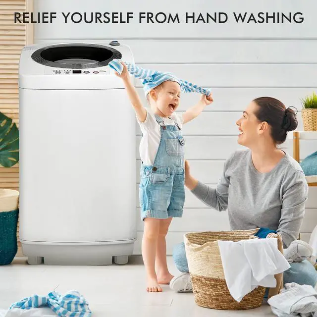 Alt view image 2 of 7 - ARLIME 1.2 Cu.ft Portable Washing Machine Full-Automatic,8 lbs Capacity Laundry Machine W/Drain Pump, Ideal Compact Single Tub Clothes Washer & Spinner for RV, Dorm, Apartment Living