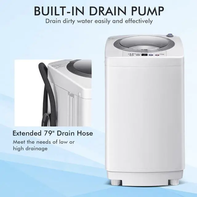 Alt view image 6 of 7 - ARLIME 1.2 Cu.ft Portable Washing Machine Full-Automatic,8 lbs Capacity Laundry Machine W/Drain Pump, Ideal Compact Single Tub Clothes Washer & Spinner for RV, Dorm, Apartment Living
