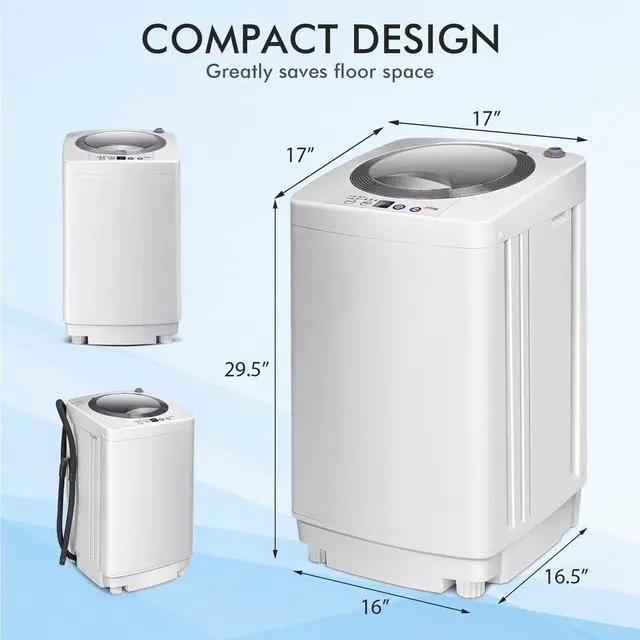 Alt view image 7 of 7 - ARLIME 1.2 Cu.ft Portable Washing Machine Full-Automatic,8 lbs Capacity Laundry Machine W/Drain Pump, Ideal Compact Single Tub Clothes Washer & Spinner for RV, Dorm, Apartment Living
