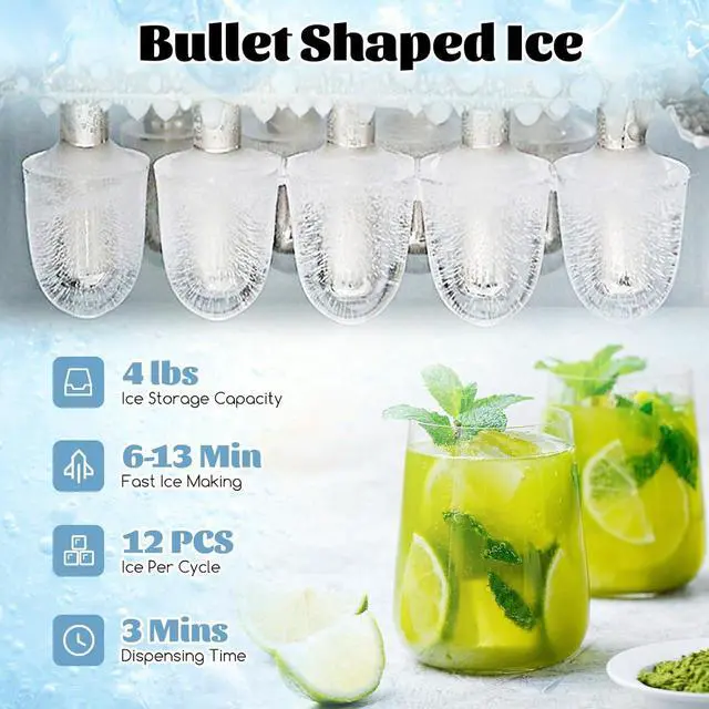 Alt view image 5 of 7 - ARLIME Ice Maker with Water Dispenser, 3-in-1 Countertop Ice Machine, 48 Pounds in 24 Hours, 4 lbs Storage Basket, Safety Lock, Hot/Cold Water Cooler for 5 Gallon Bottle, for Home Office Kitchen RV