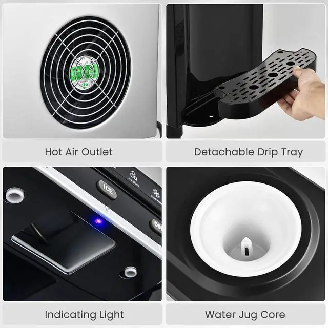 Alt view image 6 of 7 - ARLIME Ice Maker with Water Dispenser, 3-in-1 Countertop Ice Machine, 48 Pounds in 24 Hours, 4 lbs Storage Basket, Safety Lock, Hot/Cold Water Cooler for 5 Gallon Bottle, for Home Office Kitchen RV