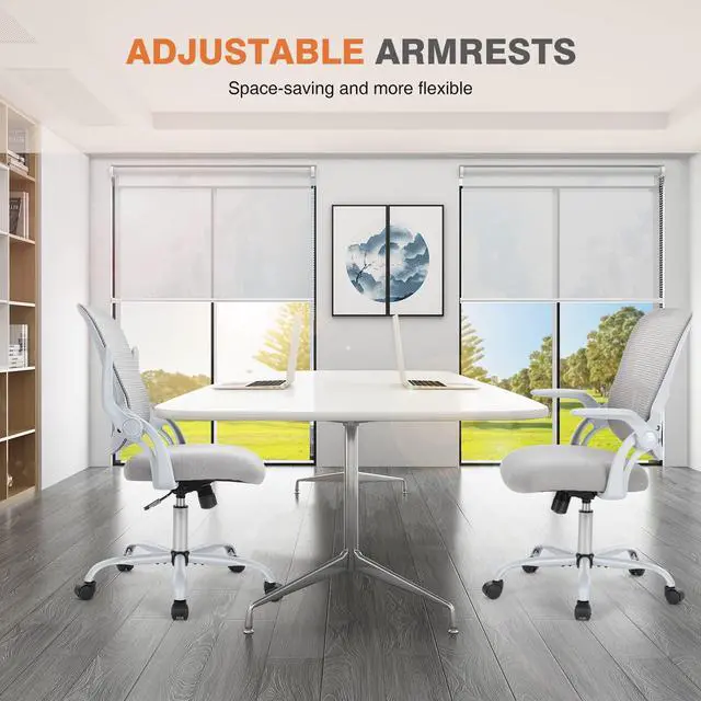 Alt view image 3 of 4 - Sweetcrispy Ergonomic Office Desk Chair Mesh Adjustable Swivel Mid-Back Computer Chair with Lumbar Support Comfy Flip-up Arms for Home Office