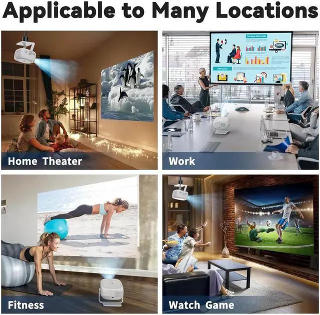 Alt view image 2 of 7 - 4K Projector w/360° Stand 45000LMS 1080P HD 3D 5G WiFi BT Home Theater HDMI USB