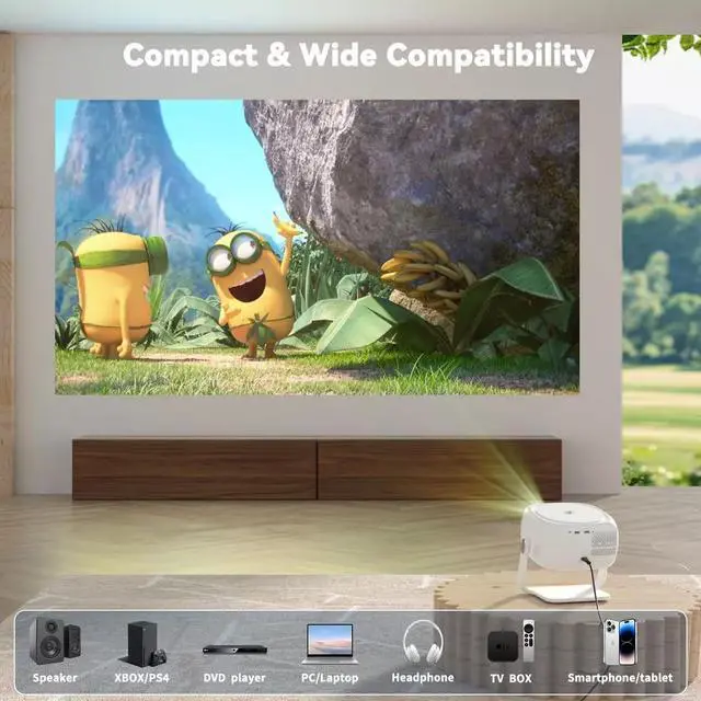 Alt view image 3 of 7 - 4K Projector w/360° Stand 45000LMS 1080P HD 3D 5G WiFi BT Home Theater HDMI USB