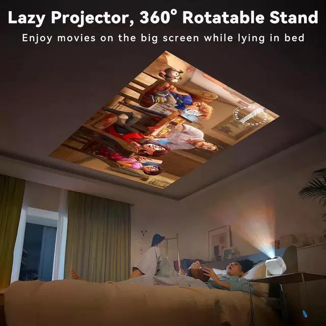 Alt view image 6 of 7 - 4K Projector w/360° Stand 45000LMS 1080P HD 3D 5G WiFi BT Home Theater HDMI USB