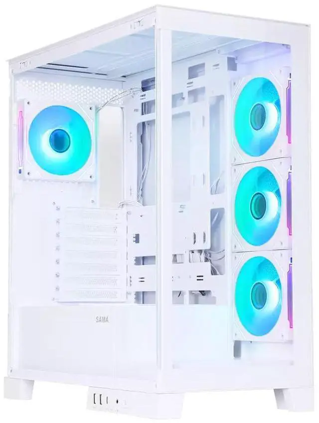 Alt view image 5 of 7 - Sama Neview 2351 White Dual USB3.0 Type C Tempered Glass ATX Mid Tower PC Case
