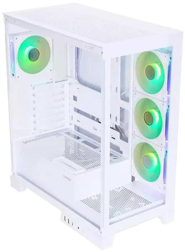 Alt view image 4 of 7 - Sama Neview 2351 White Dual USB3.0 Type C Tempered Glass ATX Mid Tower PC Case