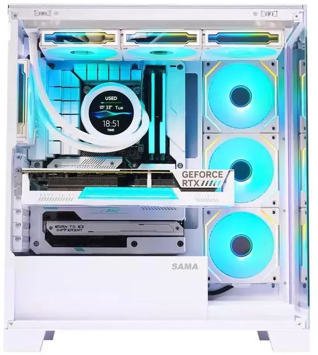 Alt view image 2 of 7 - Sama Neview 2351 White Dual USB3.0 Type C Tempered Glass ATX Mid Tower PC Case