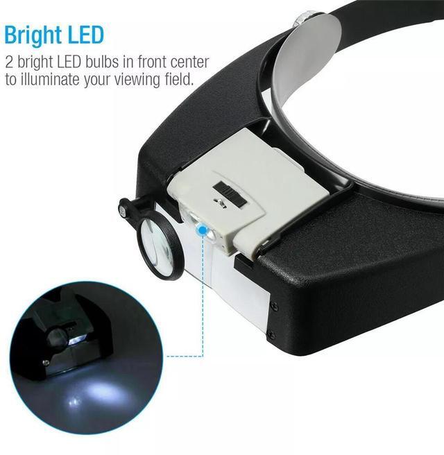 Alt view image 3 of 7 - Jewelers Head Headband Magnifier LED Illuminated Visor Magnifying Glasses Loupe